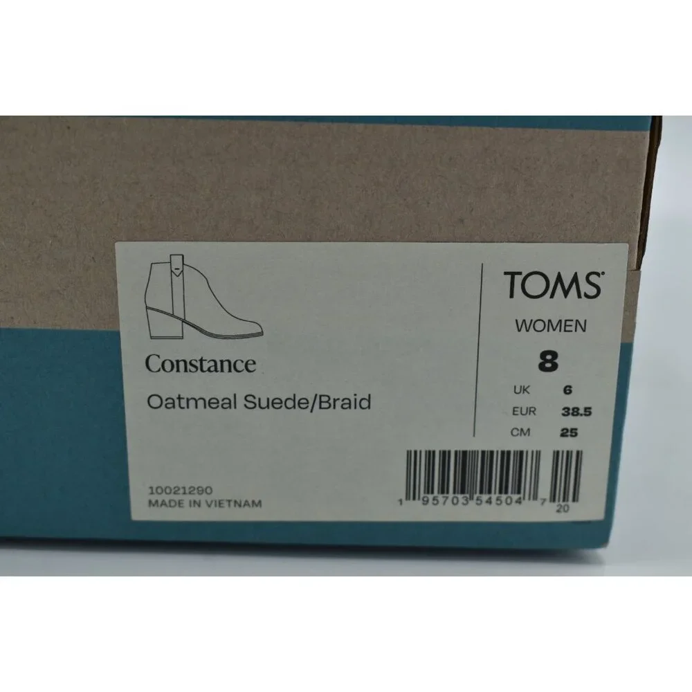 TOMS Womens Size 8 Constance Braided Oatmeal Suede‎ Western Booties Boots